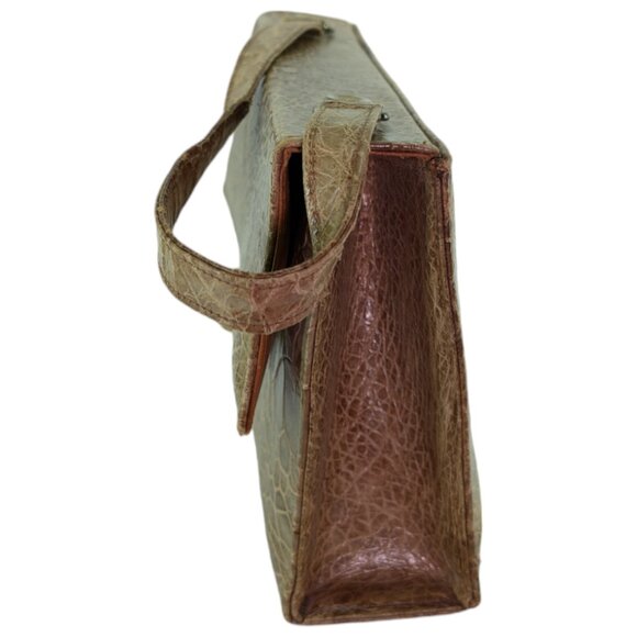 Crocodile Vintage Handbag Purse Flap Lock Clasp - Picture 3 of 8